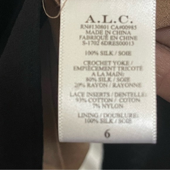 A.L.C. Elin Black Silk Sleeveless Mini Dress With Nude Lining Size 6 - Picture 5 of 7